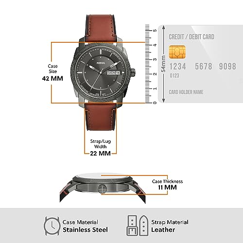 Fossil Machine Men's Watch with Stainless Steel or Leather Band, Chronograph or Analog Watch Display