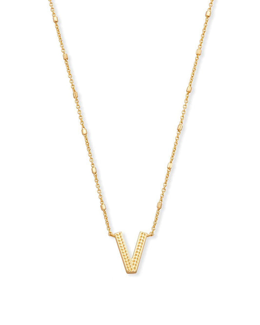 Kendra Scott Letters A-Z Pendant Necklace for Women, Fashion Jewelry, 14k Gold-Plated Brass