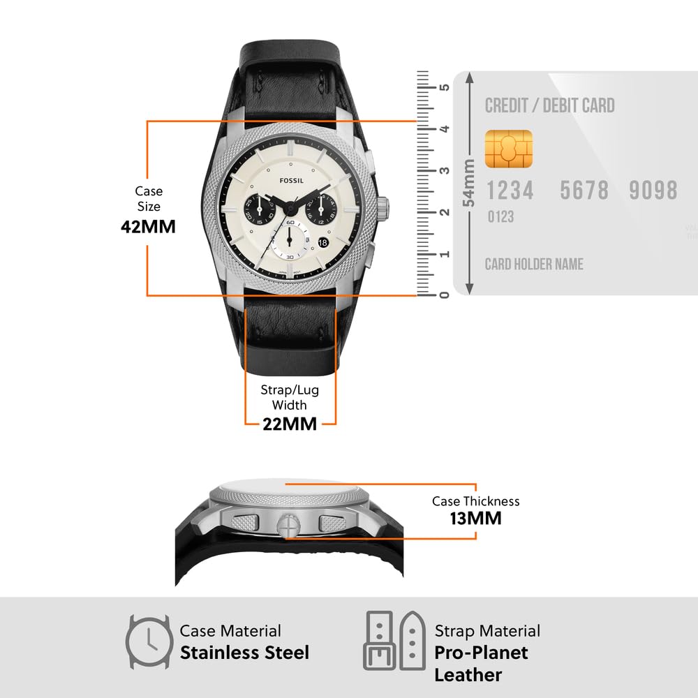 Fossil Machine Men's Watch with Stainless Steel or Leather Band, Chronograph or Analog Watch Display