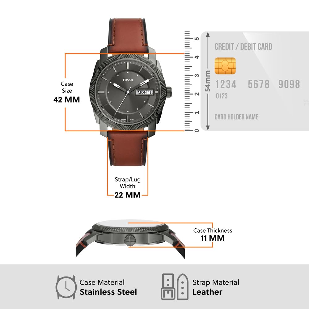 Fossil Machine Men's Watch with Stainless Steel or Leather Band, Chronograph or Analog Watch Display