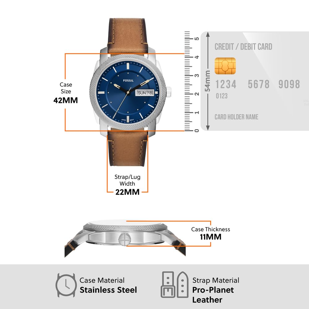 Fossil Machine Men's Watch with Stainless Steel or Leather Band, Chronograph or Analog Watch Display