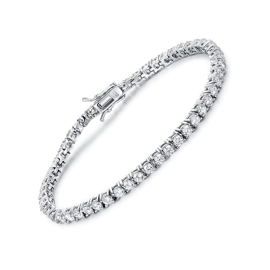 TIKJE 925 Sterling Silver 2-7mm Cubic Zirconia Classic Tennis Bracelet | White Gold Bracelets for Women | Size 6-8.5 inches