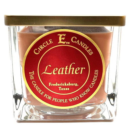 Circle E Candles, Leather Scent, Small Size Jar Candle, 8oz, 1 Wick