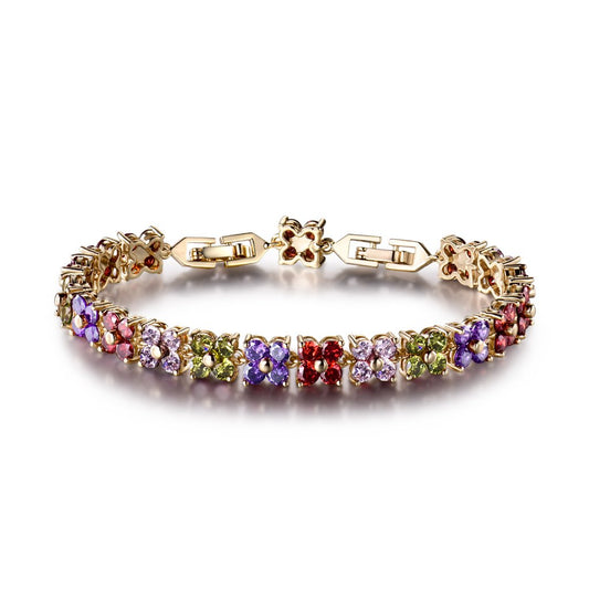 GULICX Fashion Tennis Bracelet Swarovski Elements Crystal Round Crystal Red Bracelet Gold Plated