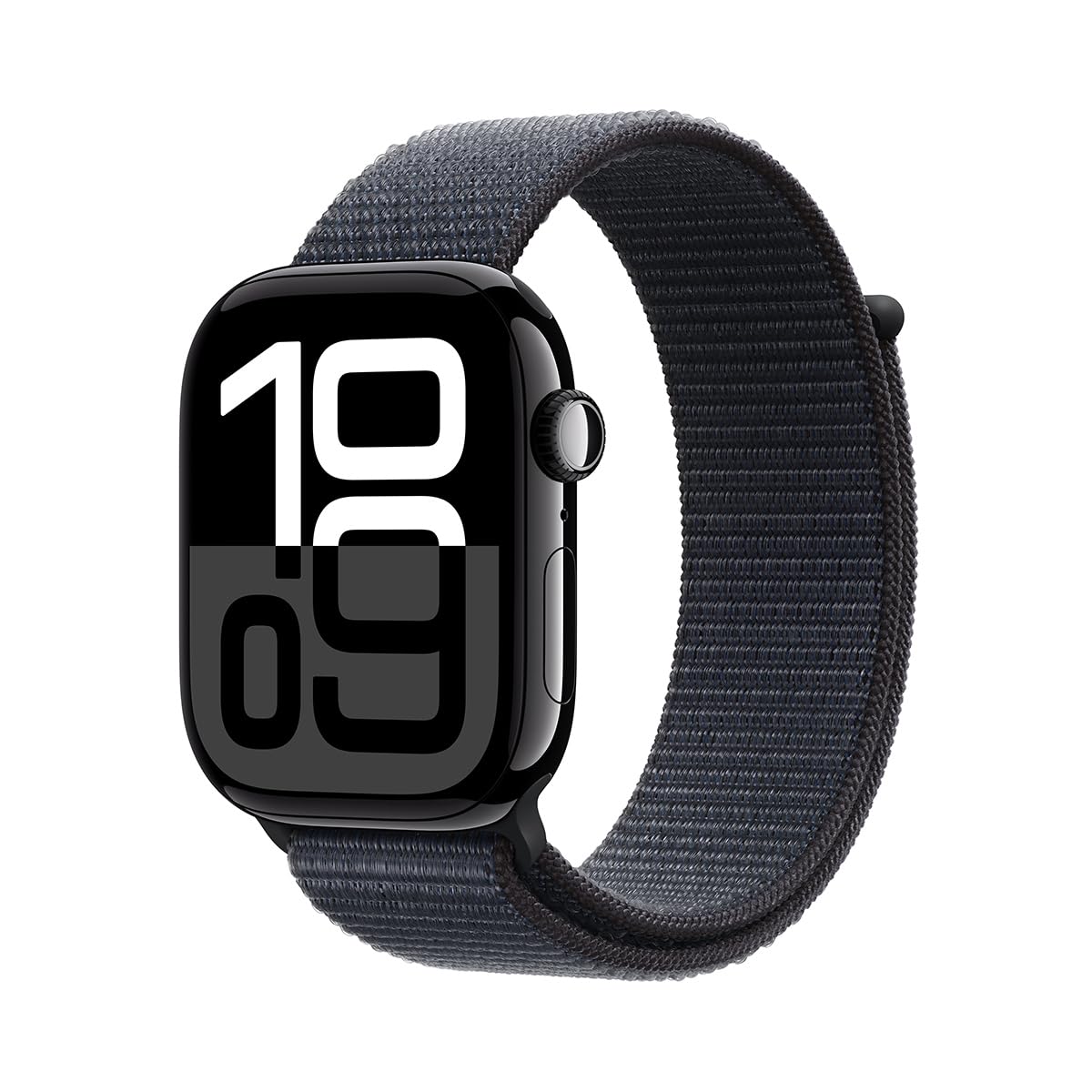 Apple Watch Series 10 [GPS 46mm case] Smartwatch with Jet Black Aluminium Case with Black Sport Band - M/L. Fitness Tracker, ECG App, Always-On Retina Display, Water Resistant