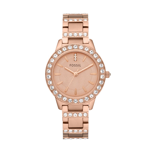 Fossil Jesse Women's Watch with Crystal Accents and Self-Adjustable Stainless Steel Bracelet Band