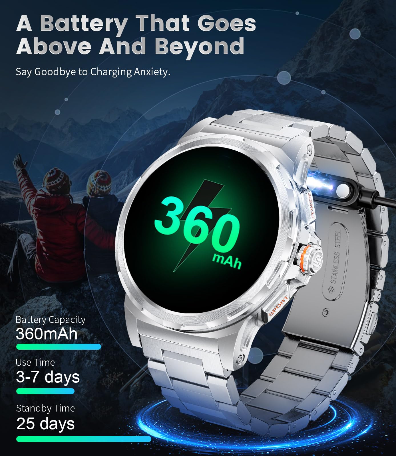 Military Smart Watch for Men(Answer/Dial Calls),1.46'' AMOLED Touchscreen/120 Sports Modes/5ATM Waterproof Fitness Watch with Heart Rate/SpO2/Blood Pressure/Pedometer for Android/iOS Smartwatch Silver