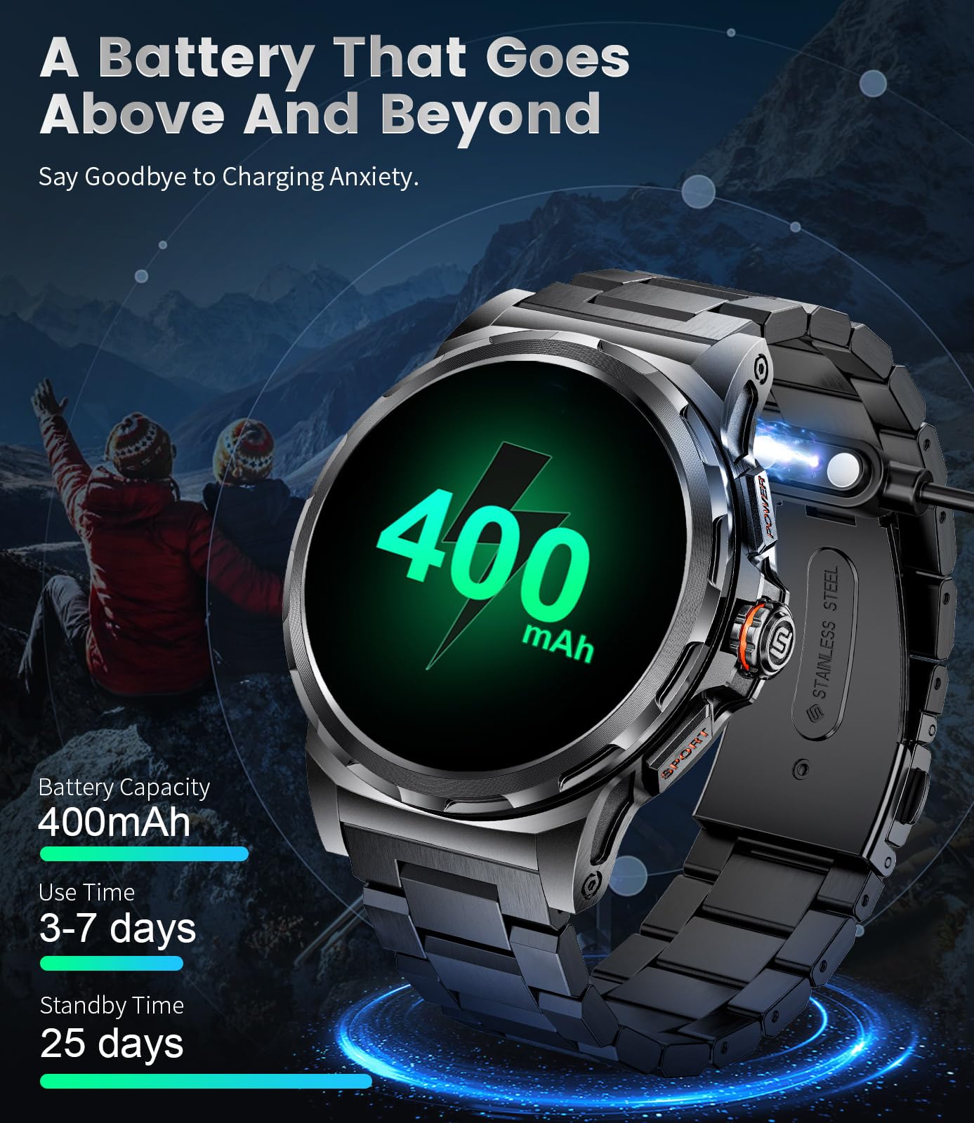 Military Smart Watch for Men(Answer/Dial Calls),1.46'' AMOLED Touchscreen/120 Sports Modes/5ATM Waterproof Fitness Watch with Heart Rate/SpO2/Blood Pressure/Pedometer for Android/iOS Smartwatch Silver