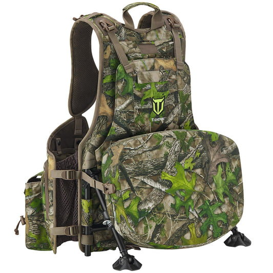 TIDEWE Turkey Vest with Seat, Hunting Vest with Game Pouch and Kickstand, Strut Camo Turkey Hunting Clothes for Men Women