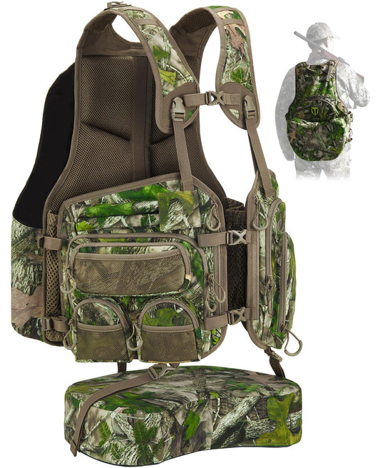 TIDEWE Turkey Vest with Seat Cushion, Turkey Hunting Vest with Game Pouch，Hunting Clothes for Men Women Adjustable