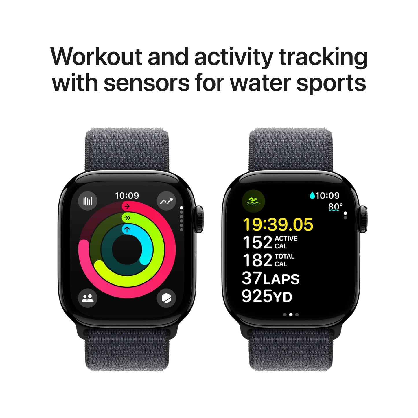 Apple Watch Series 10 [GPS 46mm case] Smartwatch with Jet Black Aluminium Case with Black Sport Band - M/L. Fitness Tracker, ECG App, Always-On Retina Display, Water Resistant