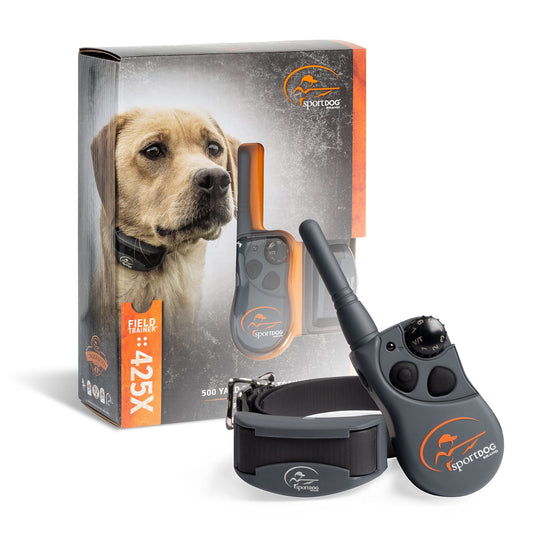 SportDOG Brand FieldTrainer 425X Remote Training Collar, E Collar for Dogs - Waterproof Dog Trainer, Submersible Up to 25 Feet, Rechargeable Dog Training Collar with Remote Shock, Vibrate, and Tone