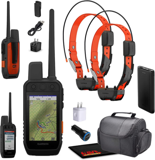 Garmin Alpha 300i Handheld Advanced Dogs Tracking & Training System with inReach Technology Bundle with 2X Garmin Dog Collar Alpha TT25 Tracker & Training Collar with GPS Charger and More Accessories