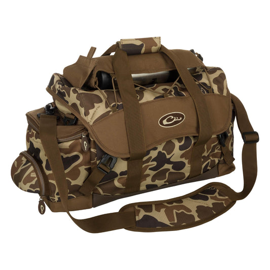 Drake Waterfowl Men's Blind Hunting Camo Duffle Range Gear Bag with Adjustable Shoulder Strap, Old School, Large